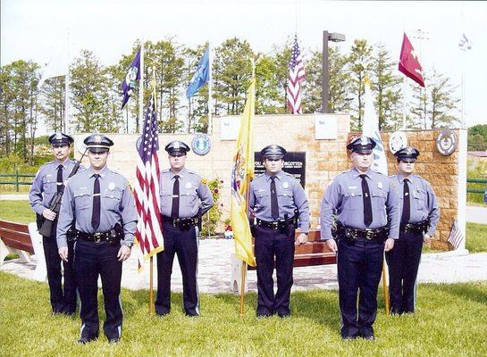 LPD officers at the war memorial area at Lindenwold Memorial Park.