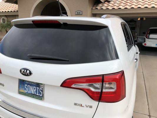 Another great job completed by Gilbert Custom Tint on my 2015 Kia Sorento.