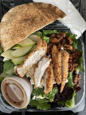 Harvest Salad with crispy chicken and extra candied walnuts