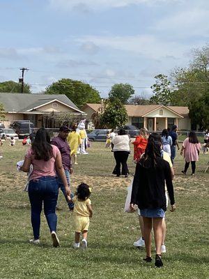 Kids enjoying Easter egg hunting