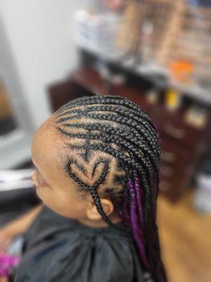 Black and purple ombre fulani braids.