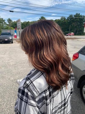 Balayage with color glaze