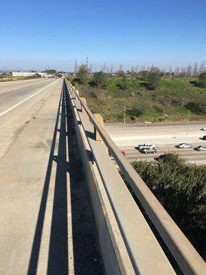 Walking path on the bridge, 805 freeway underneath