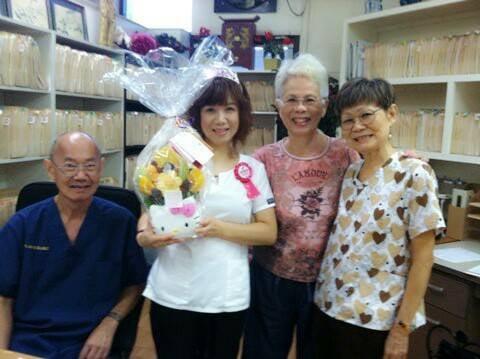 Dr. Ha's staff members - celebrating Lily's birthday at the clinic!