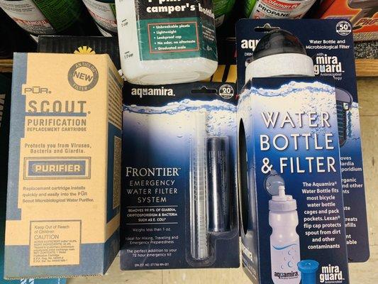 Water purification systems in camping section