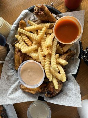 12 piece order of wings with fries