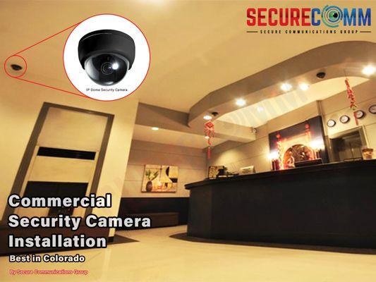 Secure Communications Group installed these top-of-the-line IP Dome security cameras in this commercial building lobby.