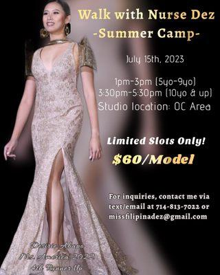 Summer Camp with Ms. Desirie Abapo,  Ms. America 2022, for more information please call 7148137022