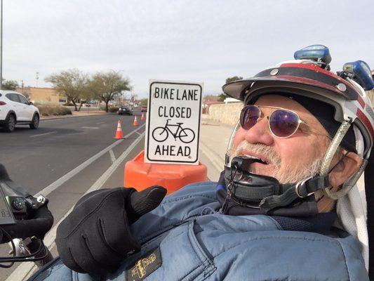 Cycling West on marvelous Montwood, very pleased to see recognition of us non-motorized vehicles/road users!