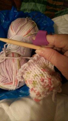 Getting good use out of the finger protector and yarn I bought here.