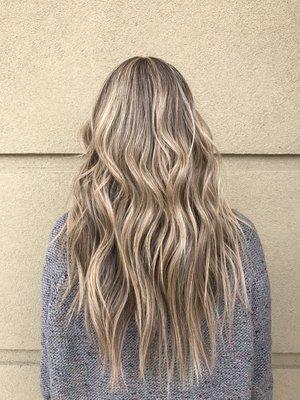 Highlights and long layers by Katie Polistena