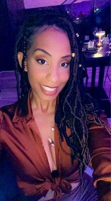 Faux locs... I adorned my hair with some cute gold jewelry to enhance my overall hairstyle.