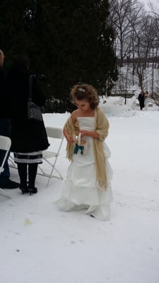 Isabelle Cotton March 5th, flower girl for parents wedding renewal.