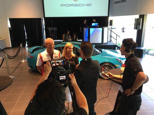 Interviews at the Porsche 911 unveiling event.