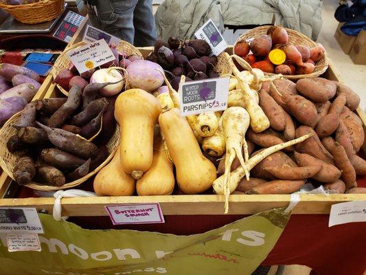 Squash, sweet potatoes, parsnips etc.