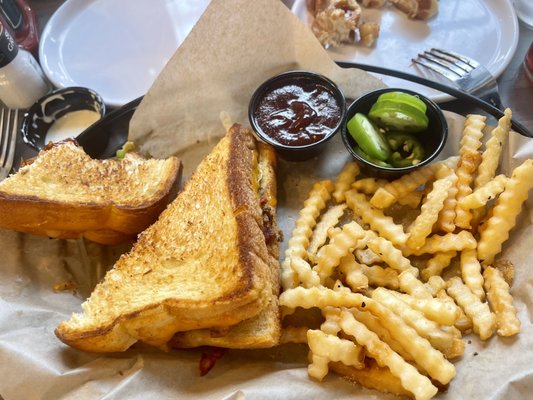 Brisket grilled cheese, everything on the side