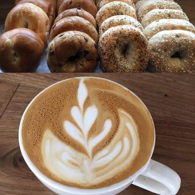 Bagels and cappuccino, yum!