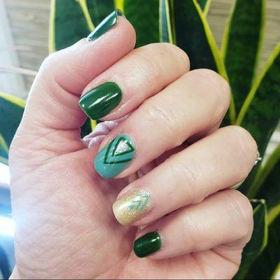 Gel manicure with geometric design