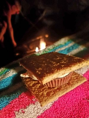 S'mores... only better!  Made with a Reese's PB cup.  Boom!!