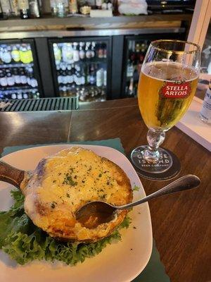 That French Onion soup is no joke, with a Stella and a shot of Jameson, perfect!