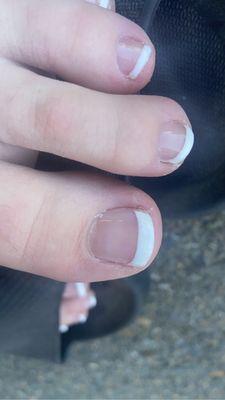 Cut so short they hurt, ripped the side of my big toe trying to remove an ingrown that wasn't therw