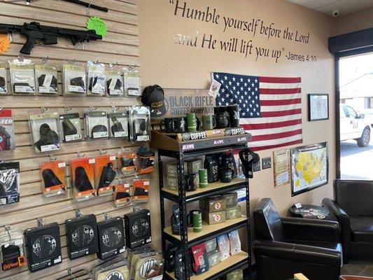 STORE INTERIOR- ACCESSORIES AND BLACK RIFLE COFFEE