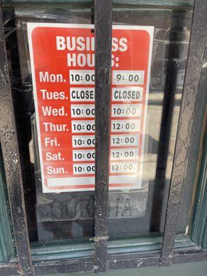 Opening times