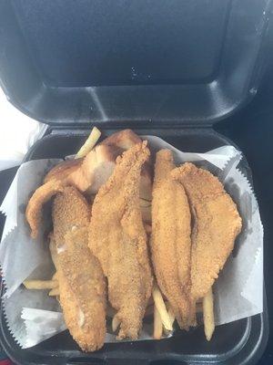 Catfish Dinner.... great portion for price and DELICIOUS !!