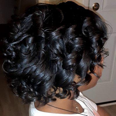 Blowout with drop curls