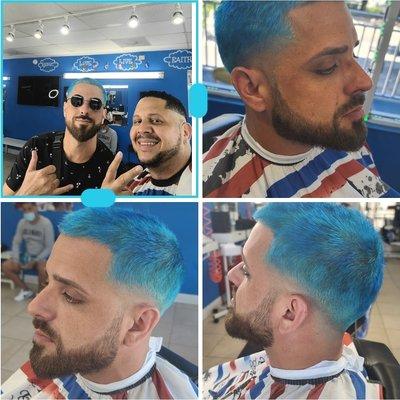 Lowfade blue hair.