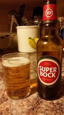 Super Bock, a very good Portuguese lager beer.