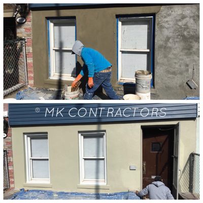 BEFORE AND AFTER STUCCO AND THERACOAT APPLIED