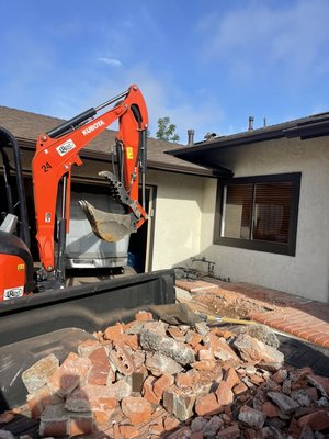 Demoing for a trenchless sewer line replacement