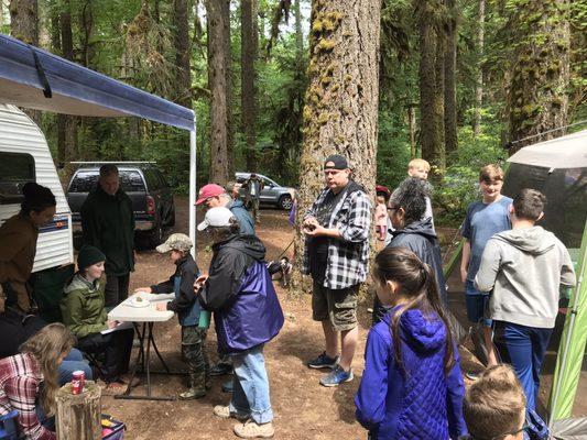 Weighing stones for the annual Sticks & Stones Tournament