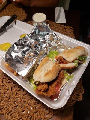 Fish Po' Boy with fries