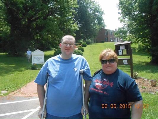 My hubby and I in front of the house.