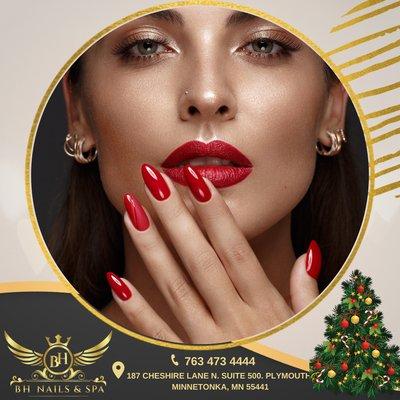 Welcome to BH Nails & Spa! ​We are pleased to serve you with our Christmas nail design collection.
Join us to have an enjoyable experience.