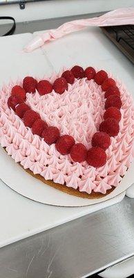 Vanilla Raspberry Heart Cake