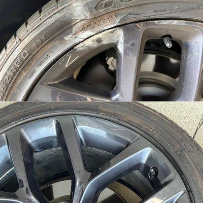 They touched up my damaged rim. Before and after, i could hardly find the original damaged spot after the touch-up. Impressive!!!