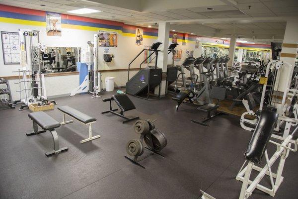 6 treadmills, 2 Stairmasters, 1 Arctrainer, bikes and ellipticals