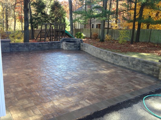 Patio with Fire Pit integrated into wall.