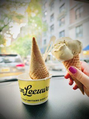 Earl grey and a sugar cone. Plus Sicilian Pistachio cone.