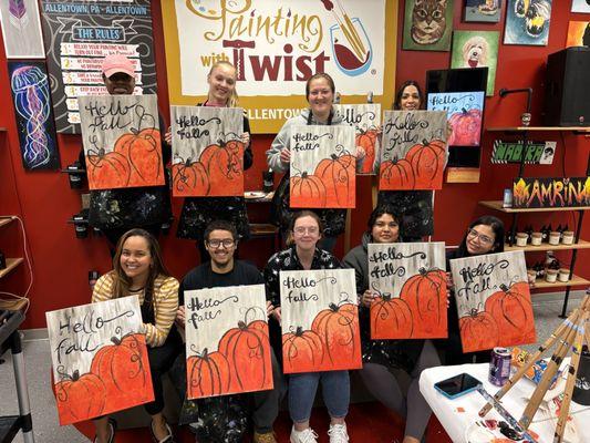 All done!  Customers had fun painting "Hello Fall".