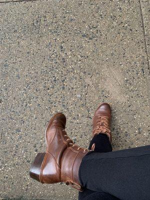 Heals changed and shine on leather boots