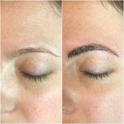 Microblading can help reshape and fill in eyebrows