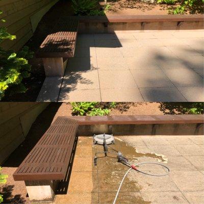 Pressure washing before and after patio project