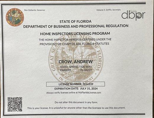 Approved, and licensed by the state of Florida.