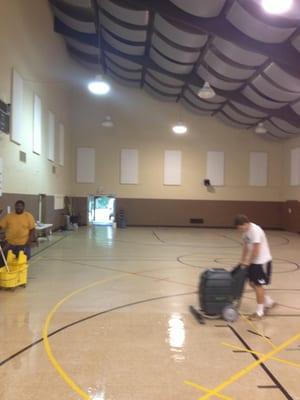 We are cleaning and stripping and waxing a gym floor