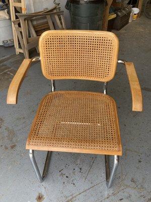 Restored cane seat on this Breuer chair!