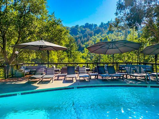 One of three luxurious pools at Skylark Apartments, Larkspur CA